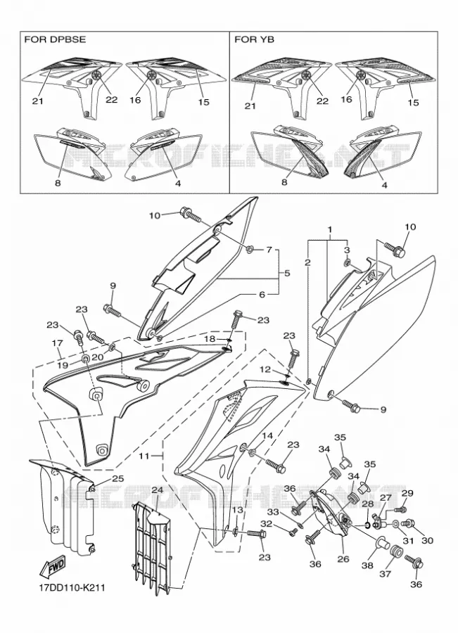 CACHE LATERAL - RESERVOIR D'HUILE Yamaha MOTO 250 2011 YZF  YZ250F