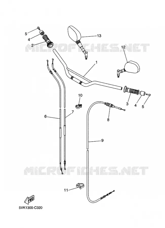 GUIDON ET CABLES Yamaha MOTO 660 2009 XTR  XT660R