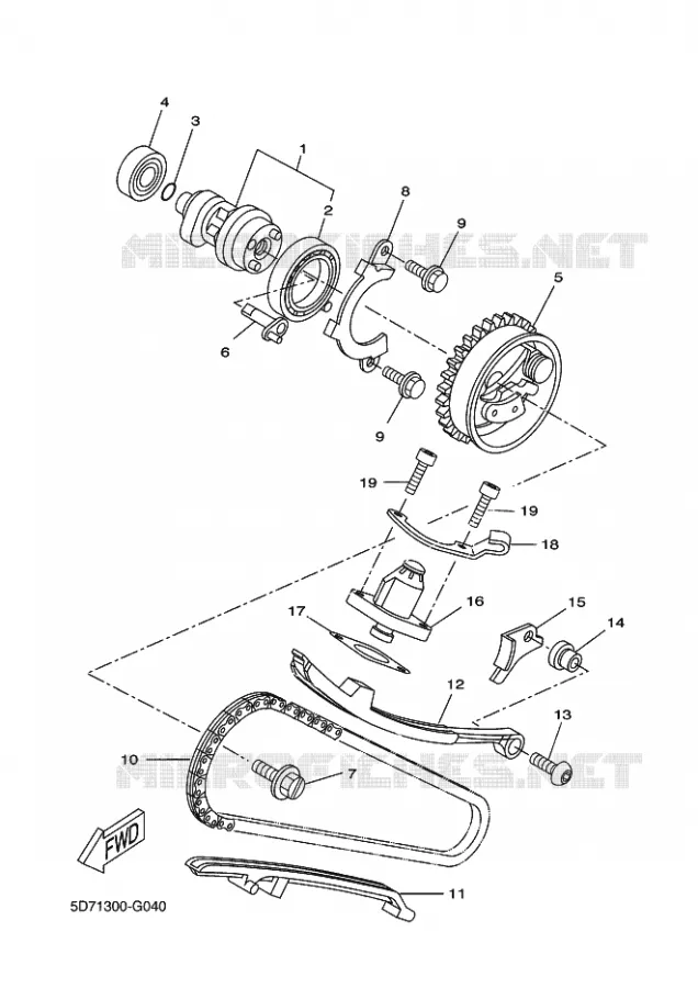 ARBRE A CAMES / CHAINE DE DISTRIBUTION Yamaha MOTO 125 2009 R125  YZF-R125