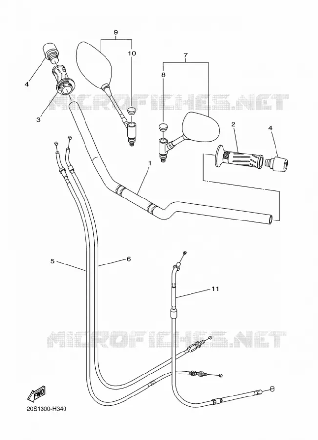 GUIDON ET CABLES Yamaha MOTO 600 2009 XJ6  XJ6N XJ6