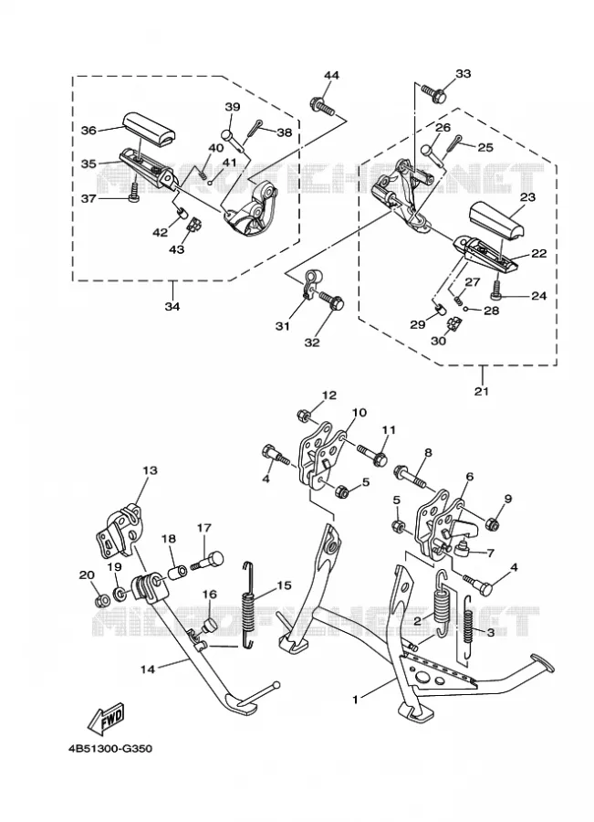 SUPPORT / REPOSE PIEDS Yamaha SCOOTER 500 2009 TMAX ABS  XP500A TMAX