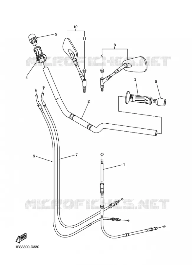 GUIDON ET CABLES Yamaha MOTO 600 2009 FZ6 S2 ABS  FZ6-NAHG FZ6