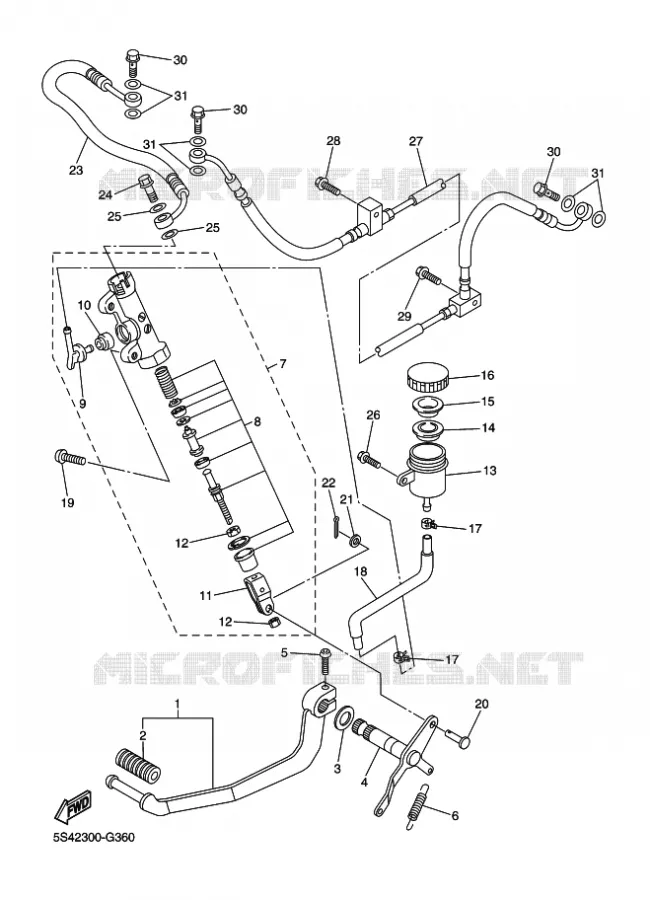 MAITRE CYLINDRE DE FREIN ARRIERE Yamaha MOTO 600 2009 FZ6 S2 ABS  FZ6-NAHG FZ6
