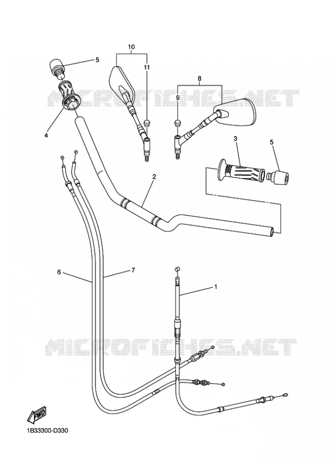 GUIDON ET CABLES Yamaha MOTO 600 2009 FZ6 S2  FZ6-NHG FZ6