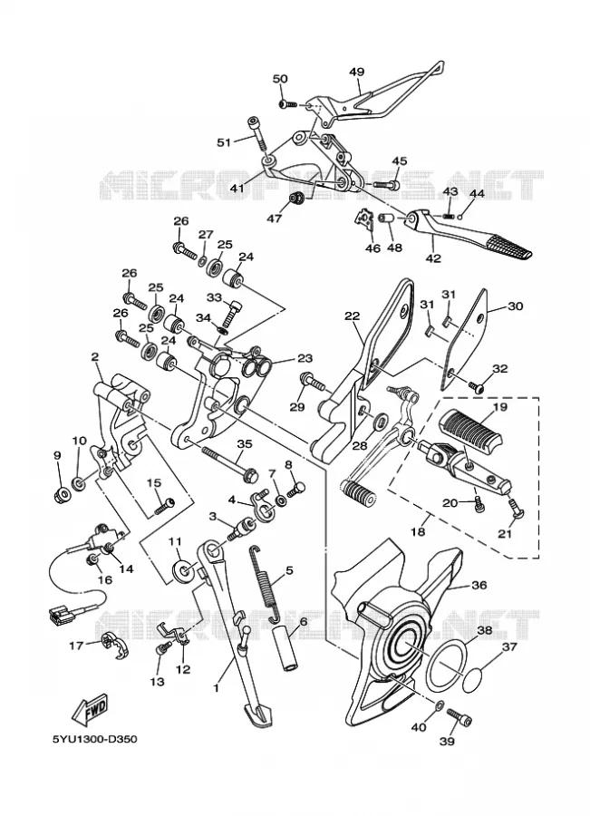 SUPPORT / REPOSE PIEDS Yamaha MOTO 1700 2009 MT01  MT01S