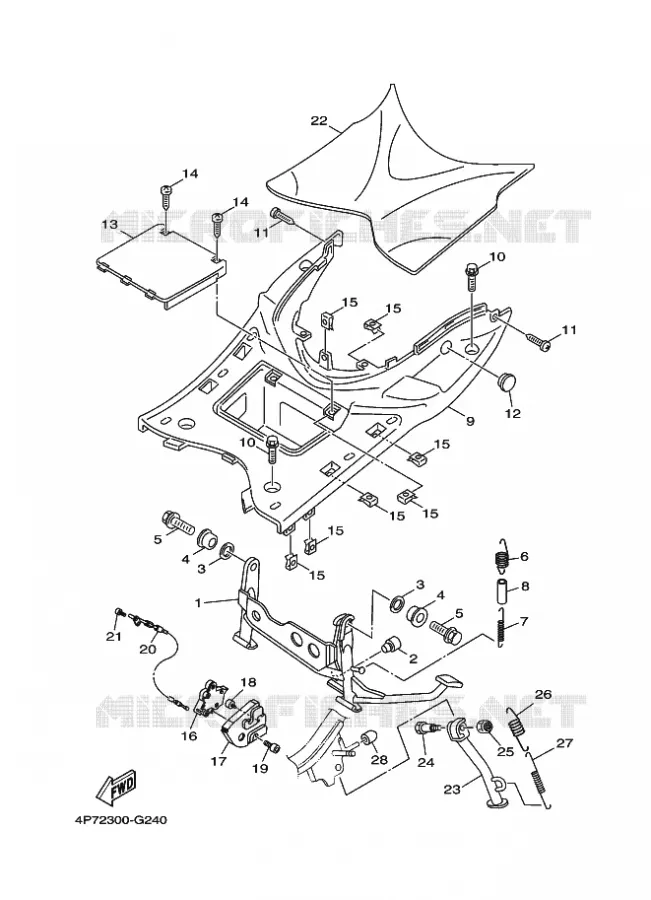 SUPPORT / REPOSE PIEDS Yamaha SCOOTER 125 2009 VITY  XC125E VITY