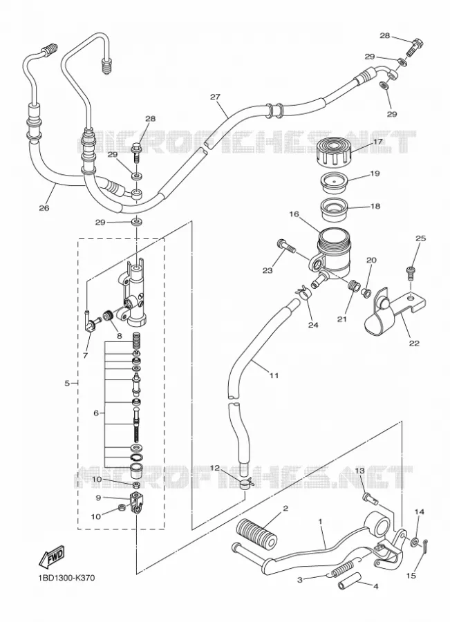 MAITRE CYLINDRE DE FREIN ARRIERE Yamaha MOTO 800 2013 FAZER ABS  FZ8-SA