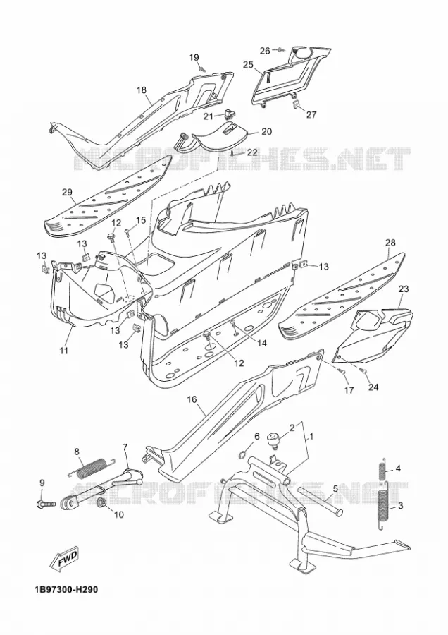 SUPPORT / REPOSE PIEDS Yamaha SCOOTER 125 2009 XMAX  YP125R X-MAX 125