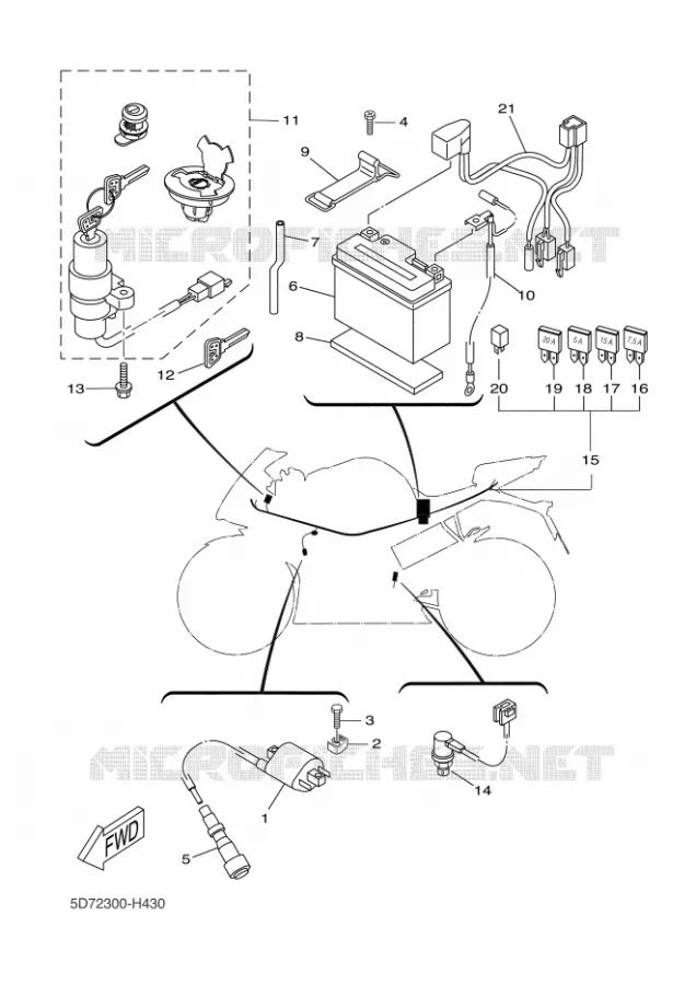 PARTIE ELECTRIQUE 1 Yamaha MOTO 125 2011 R125  YZF-R125
