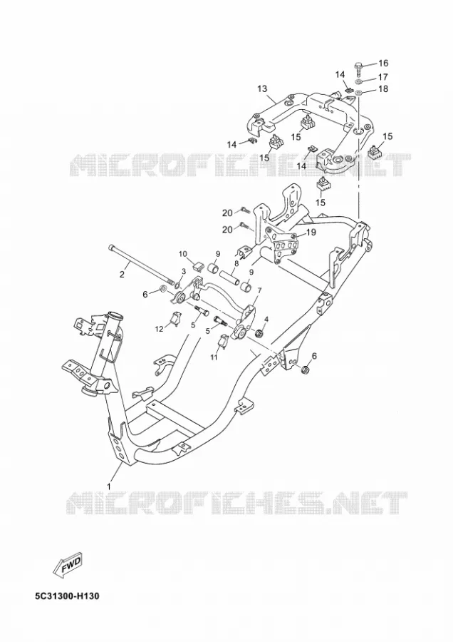 CADRE Yamaha SCOOTER 50 2009 OVETTO 4T  YN50F OVETTO