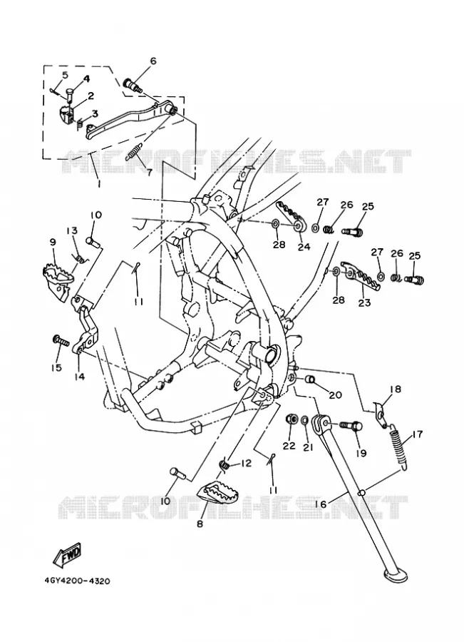 SUPPORT / REPOSE PIEDS Yamaha MOTO 250 2009 TTR  TT250R