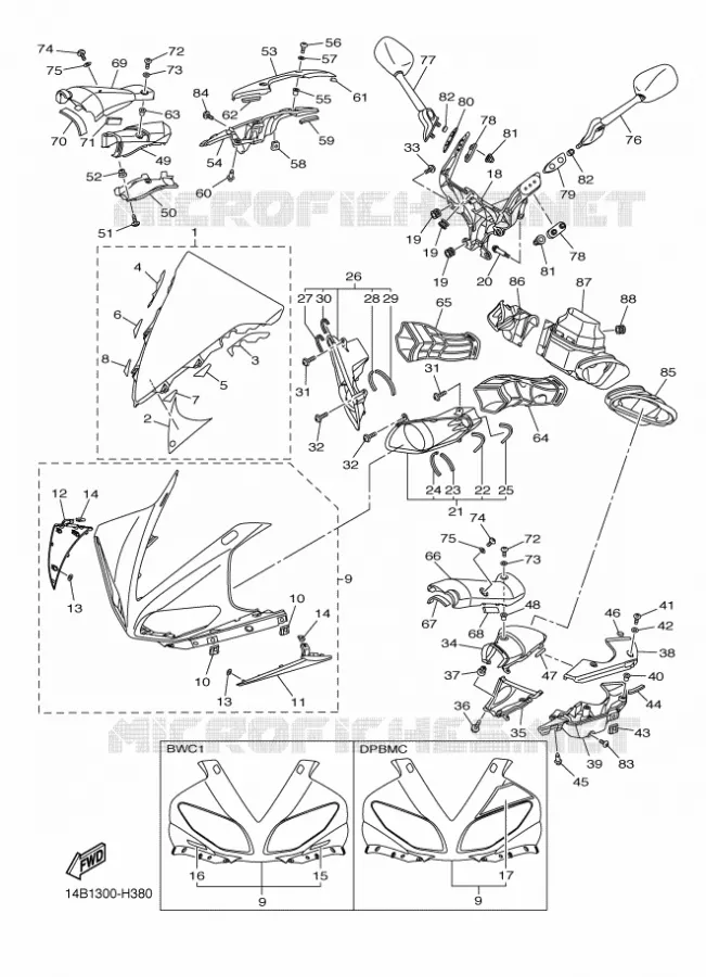 CARENAGES 1  Yamaha MOTO 1000 2009 R1  YZF-R1 R1