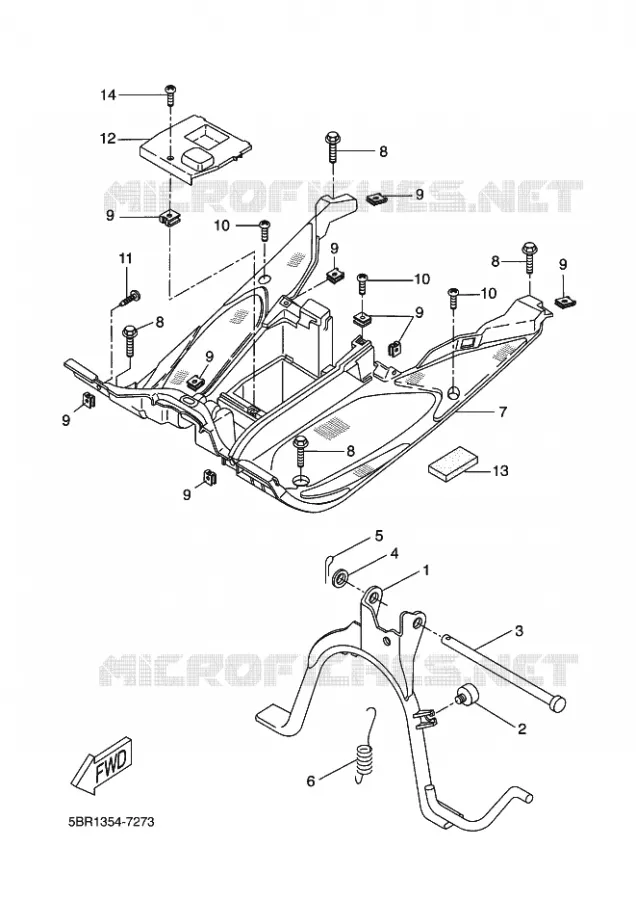 SUPPORT / REPOSE PIEDS Yamaha SCOOTER 50 2009 AEROX  YQ50L AEROX