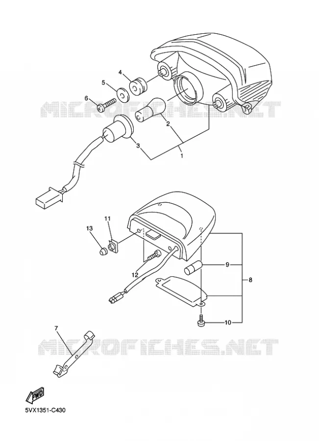 FEU ARRIERE Yamaha MOTO 600 2009 FZ6 S2 ABS  FZ6-NAHG FZ6