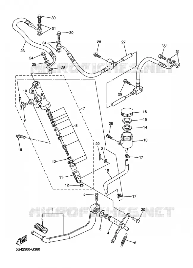 MAITRE CYLINDRE DE FREIN ARRIERE Yamaha MOTO 600 2009 FZ6 S2 ABS  FZ6-NAHG FZ6