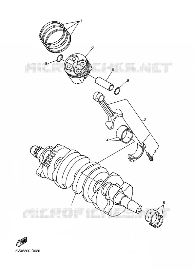 VILEBREQUIN / PISTON Yamaha MOTO 600 2009 FZ6 S2 ABS  FZ6-NAHG FZ6