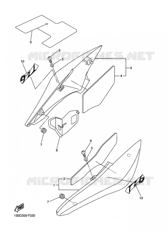 COUVERCLE LATERAL Yamaha MOTO 600 2009 FZ6 S2  FZ6-NHG FZ6