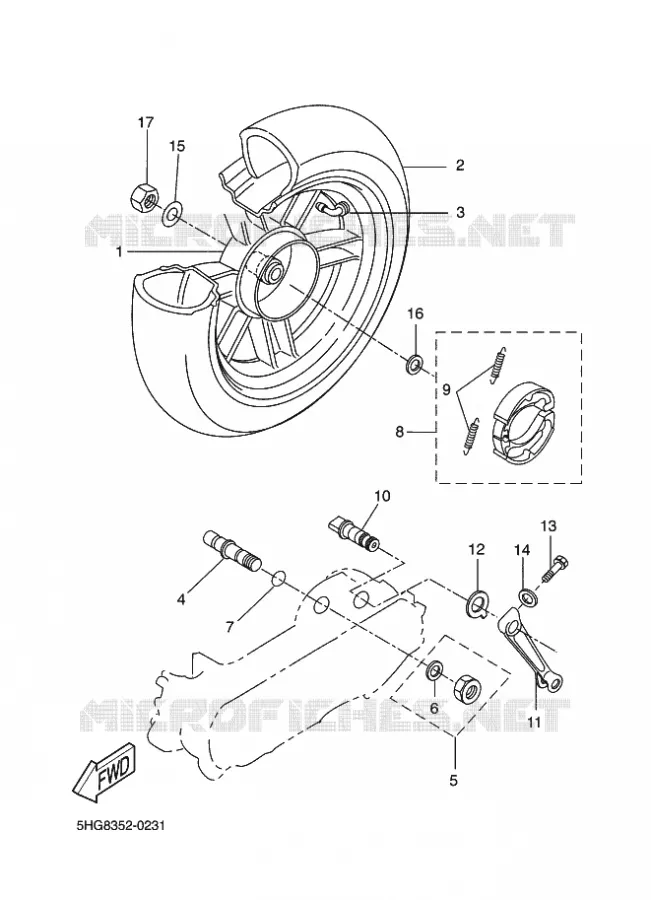 ROUE ARRIERE Yamaha SCOOTER 50 2009 ROCKET  CW50RSP POWER ROCKET