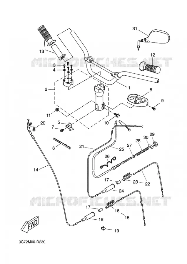 GUIDON ET CABLES Yamaha SCOOTER 50 2009 STUNT NAKED  EW50N STUNT NAKED