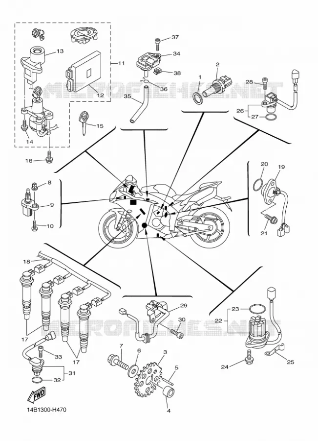 PARTIE ELECTRIQUE 1 Yamaha MOTO 1000 2009 R1  YZF-R1 R1