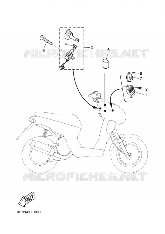 PARTIE ELECTRIQUE 1 Yamaha SCOOTER 50 2009 STUNT NAKED  EW50N STUNT NAKED
