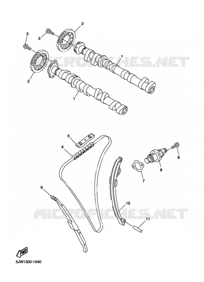 ARBRE A CAMES / CHAINE DE DISTRIBUTION Yamaha MOTO 1300 2009 FJR AS ABS  FJR1300AS