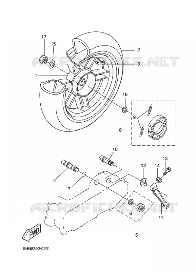 ROUE ARRIERE Yamaha SCOOTER 50 2009 ROCKET  CW50RSP POWER ROCKET