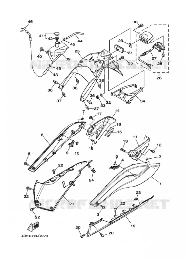 COUVERCLE LATERAL 2 Yamaha SCOOTER 500 2009 TMAX ABS  XP500A TMAX
