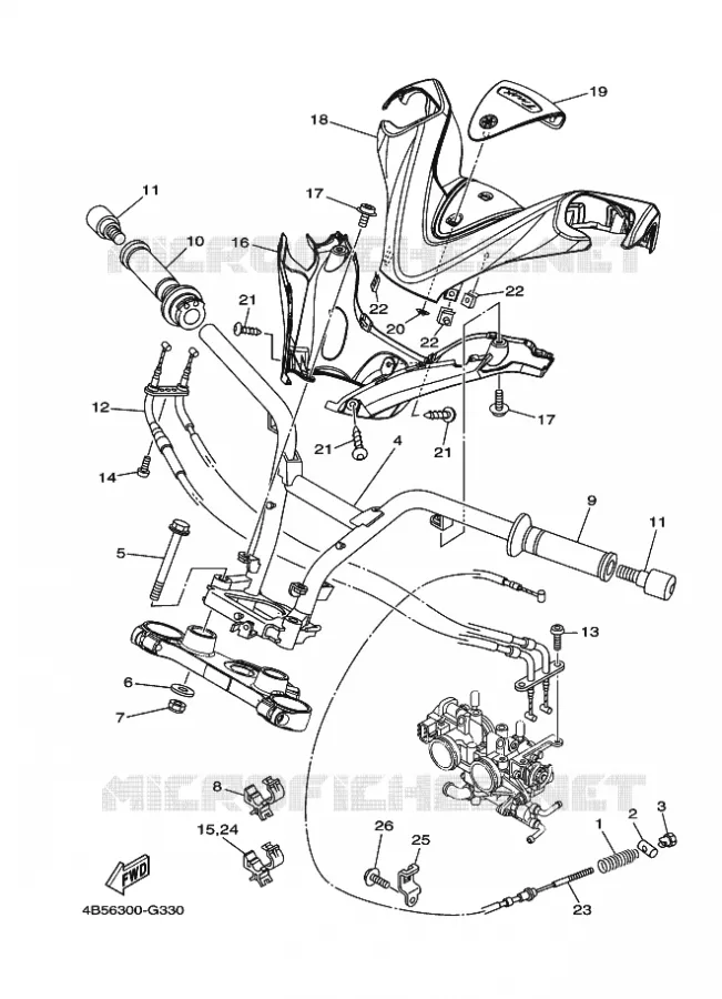 GUIDON ET CABLES Yamaha SCOOTER 500 2009 TMAX ABS  XP500A TMAX