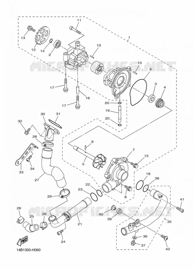 POMPE A EAU / DURITES Yamaha MOTO 1000 2009 R1  YZF-R1 R1