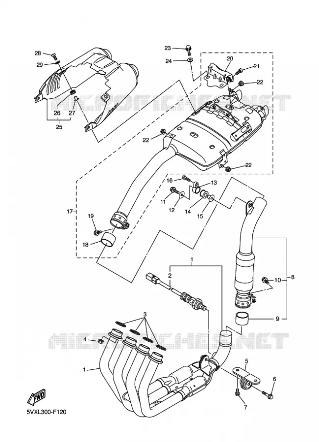 ECHAPPEMENT Yamaha MOTO 600 2009 FZ6 S2 ABS  FZ6-NAHG FZ6