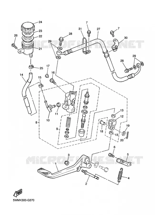 MAITRE CYLINDRE DE FREIN ARRIERE Yamaha MOTO 1300 2009 XJR  XJR1300