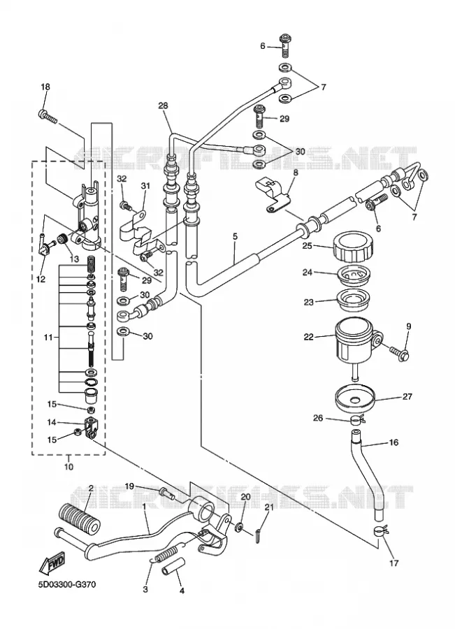 MAITRE CYLINDRE DE FREIN ARRIERE Yamaha MOTO 1000 2010 FZ1 ABS  FZ1-NA