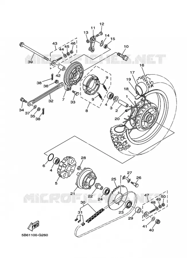 ROUE ARRIERE Yamaha MOTO 110 2010 TTR  TT-R110E