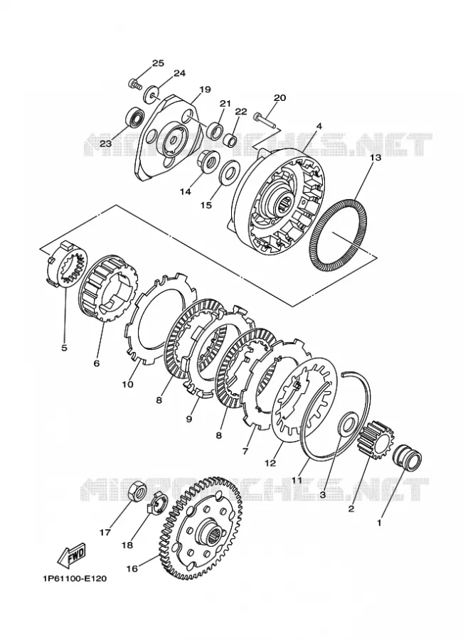 EMBRAYAGE DE DEMARREUR Yamaha MOTO 50 2010 TTR  TT-R50E