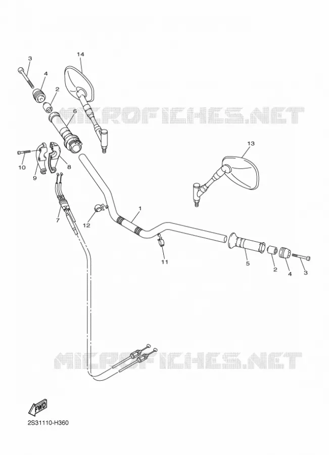 GUIDON ET CABLES Yamaha MOTO 1700 2010 VMAX  VMX17
