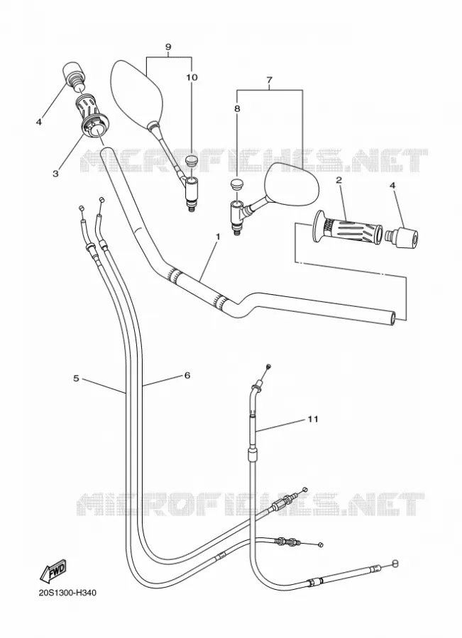 GUIDON ET CABLES Yamaha MOTO 600 2010 XJ6  XJ6N