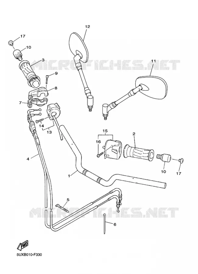 GUIDON ET CABLES Yamaha MOTO 1300 2010 XJR  XJR1300