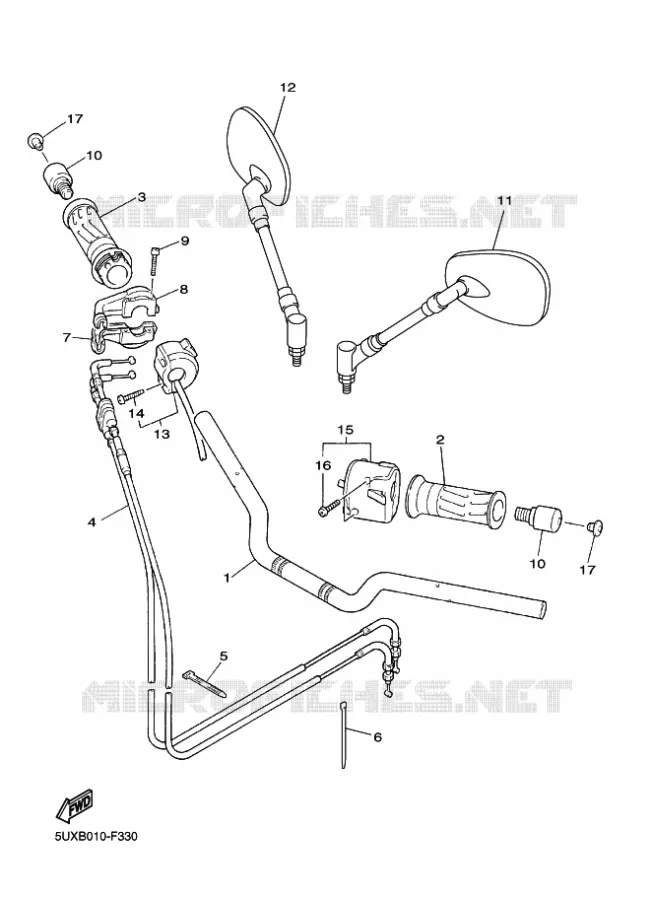 GUIDON ET CABLES Yamaha MOTO 1300 2010 XJR  XJR1300