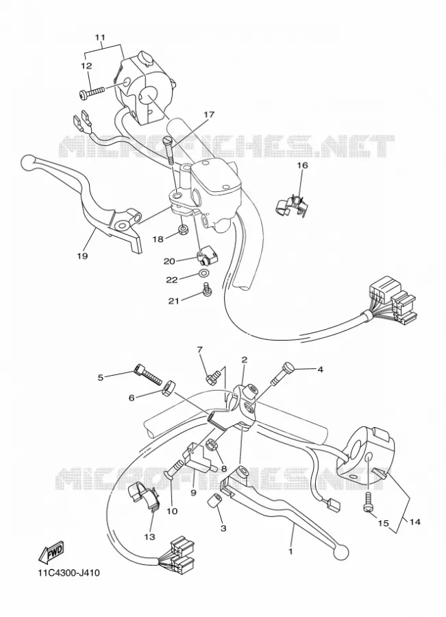 COMMODO / LEVIER Yamaha MOTO 1300 2010 MIDNIGHT STAR  XVS1300A