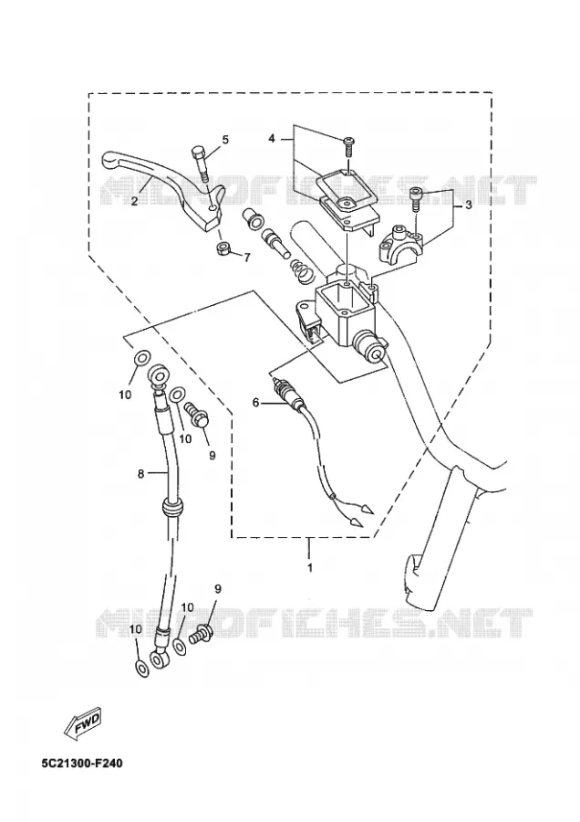 MAITRE CYLINDRE DE FREIN AVANT Yamaha SCOOTER 50 2010 OVETTO  YN50 OVETTO