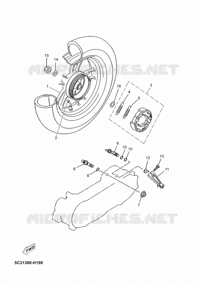 ROUE ARRIERE Yamaha SCOOTER 50 2010 NEOS 4T  YN50F NEO'S 50 4ST