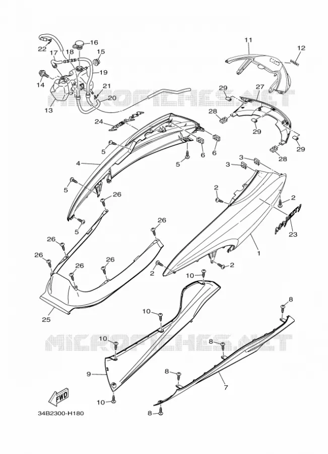 COUVERCLE LATERAL Yamaha SCOOTER 400 2010 MAJESTY  YP400
