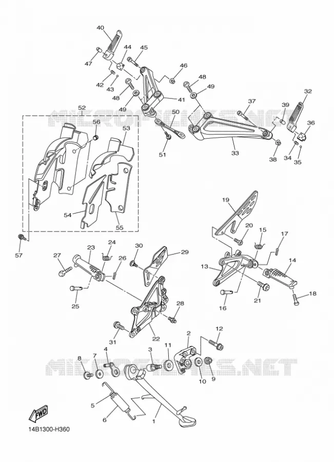 SUPPORT / REPOSE PIEDS Yamaha MOTO 1000 2010 R1  YZF-R1