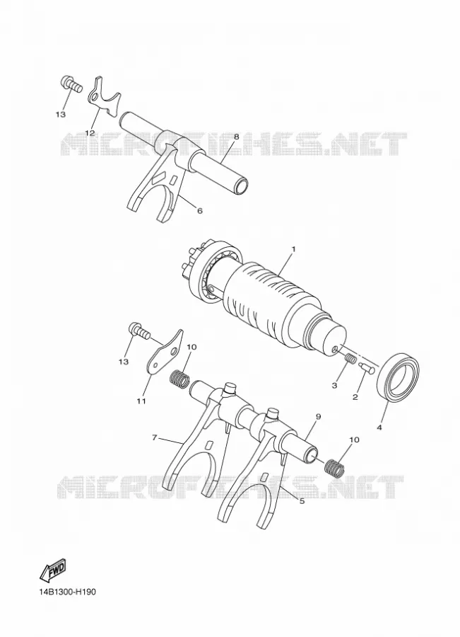 BARILLET DE SELECTION / FOURCHETTES Yamaha MOTO 1000 2010 R1  YZF-R1