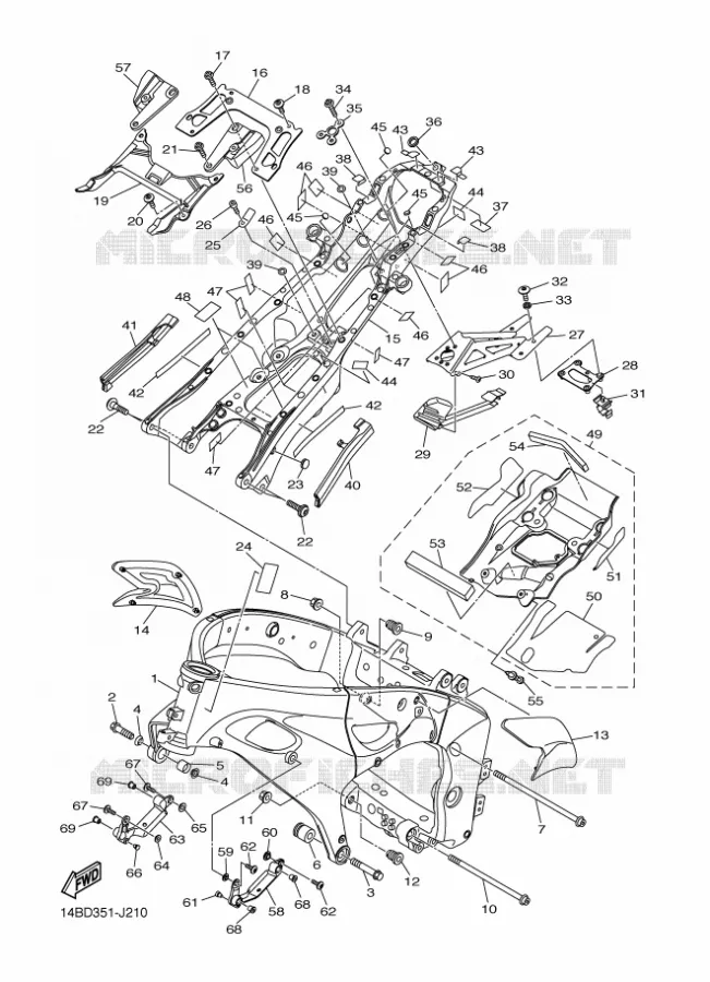 CADRE Yamaha MOTO 1000 2010 R1  YZF-R1