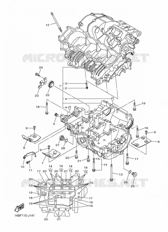 CARTER MOTEUR Yamaha MOTO 1000 2010 R1  YZF-R1