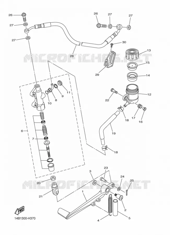 MAITRE CYLINDRE DE FREIN ARRIERE Yamaha MOTO 1000 2010 R1  YZF-R1