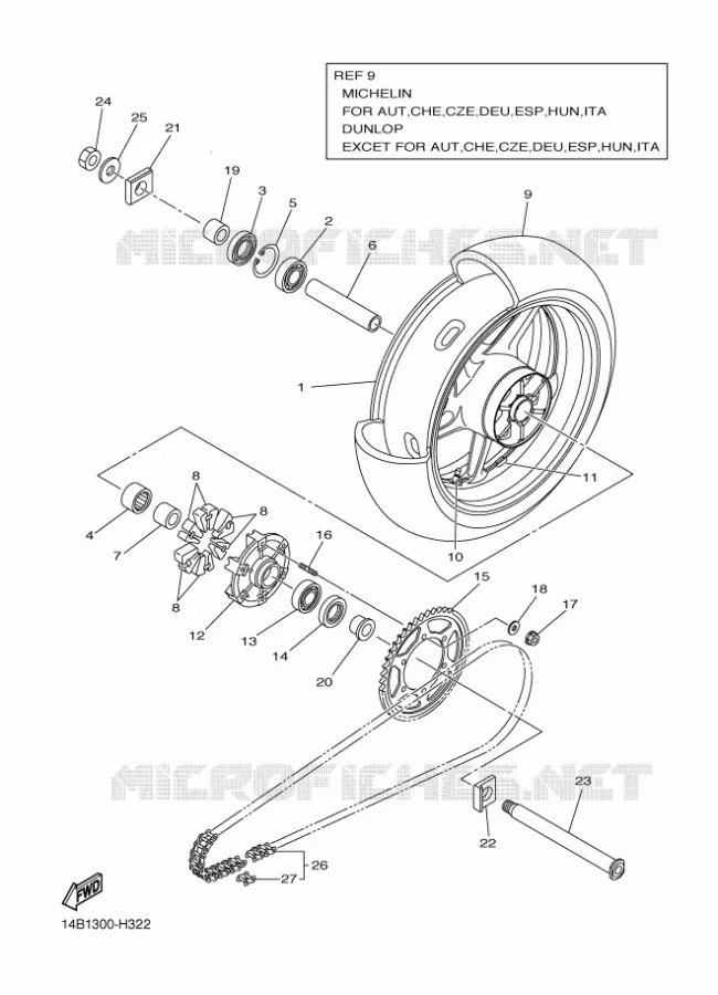 ROUE ARRIERE Yamaha MOTO 1000 2010 R1  YZF-R1