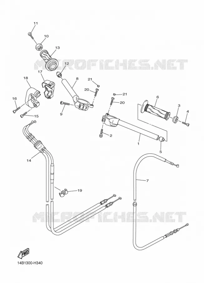 GUIDON ET CABLES Yamaha MOTO 1000 2010 R1  YZF-R1 R1